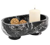 Radicaln Bol ovale en marbre avec support - Motif zèbre noir - 25,4 cm - Fait à la main - Pour comptoir de cuisine, bonbons, fruits et bol décoratif pour décoration d'intérieur, salon et table à
