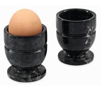 RadicalN Ensemble de 2 coquetiers noirs en marbre faits main pour table de cuisine - Gadgets de cuisine pour les œufs