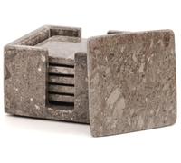 Radicaln Lot de 6 sous-Verres carrés en marbre avec Support océanique 3,5" | Sous-verres polis et découpés à la main, avec base en feutrine - Pour table basse ou chariot-bar - Livrés en coffret cadeau