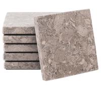Radicaln Lot de 6 Sous-Verres Carrés en Marbre - océanique | 3,5 pouces, base avec envers en feutrine, pierre naturelle polie, veinage découpé à la main, cadeau de crémaillère
