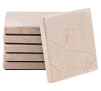 Radicaln Lot de 6 sous-Verres Carrés en Marbre - Verona | 3,5 pouces, base avec envers en feutrine, pierre naturelle polie, veinage découpé à la main, cadeau de crémaillère