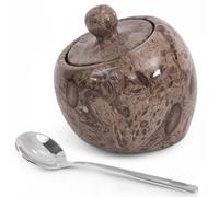 Radicaln Salière en marbre avec couvercle 7,6 cm - Sel océanique et épices - Conteneurs de rangement pour comptoir de cuisine - Idéal pour sucrier et salière pour table