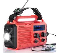 Radio Météo à 5 Voies pour Les Urgences Extérieures des Ménages, Radio Portable AM/FM/SW et Alarme SOS, Alimentation Solaire, Manivelle Dynamo à Main, Lampe de Poche, Lampe de Camp, Boussole