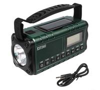 Radio météo à manivelle 10 000 mAh Power Bank AM FM solaire pour chargeur avec lumière d'alarme pour camping randonnée (vert)
