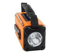 Radio météo à manivelle 10 000 mAh Power Bank AM FM solaire pour chargeur avec lumière d'alarme pour camping randonnée (orange)