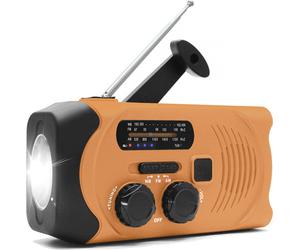 Radio météo solaire à manivelle pour les urgences avec AM/FM, lampe de poche LED, lampe de lecture Orange