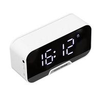 Radio-réveil avec Haut-parleurs Bluetooth pour Bureau de Chambre, Haut-Parleur de Réveil Numérique Portable avec Affichage à LED, Température du Calendrier, Luminosité Réglable(Blanche)