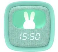 Mob - Réveil et Veilleuse pour Enfant Billy Clock - Motif Lapin - Face Avant Tissu - Cadre Plastique Soft-Touch - Programmation de la Date, de l'Heure et de 3 Alarmes (Turquoise)