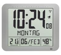 Radio-réveil numérique avec affichage de la qualité de l'air intérieur, indication du jour de la semaine en 10 langues, 2 alarmes, couleur argent