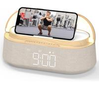 Radio réveil numérique avec chargeur sans fil, haut-parleur Bluetooth, chargeur à induction de 15W, radio FM, veilleuse, écran LED et fonction snooze