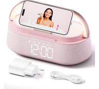 Radio réveil numérique avec chargeur sans fil, haut-parleur Bluetooth, chargeur à induction de 15W, radio FM, veilleuse, écran LED et fonction snooze