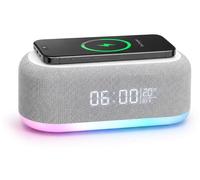 Radio-réveil numérique avec station de charge sans fil, 6 en 1, 15 W, Bluetooth
