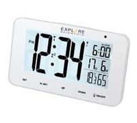 Explore Scientific RDC1004 Horloge Radio-contrôlée de Bureau avec écran rétroéclairé à LED Blanc, Alarme & Snooze, Blanc, avec Piles