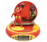 Lexibook Radio-réveil projecteur Iron Man – Veilleuse intégrée, projection plafond – Rouge/Jaune