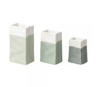 Räder 17449 Lot de 3 Mini vases en Porcelaine Non émaillée dans Les Tons Verts Hauteur : 6 cm, 8 cm et 9 cm
