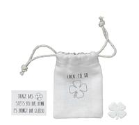 Räder Petit Compagnon de Poche Luck to Go, trèfle Blanc, Dimensions du Sac : 8 x 6 cm, Dimensions de la Figurine : 2,4 x 2,2 cm