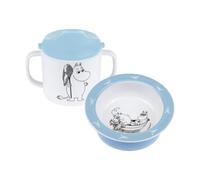 Rätt Start Mug avec bec & sous-tasse avec ventouse Mumin Vatten & Bad Bleu