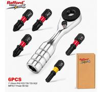 Rafford - ensemble de 6 mini clés à cliquet, embouts de tournevis ULTRA TORQUE avec embouts PH2, PH2, PZ2, T20, T25, SQ2, Phillips Torx de 1 pouce 6PCS-US
