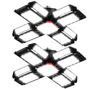 Rafow 200W LED Lampe d'atelier Eclairage de garage 2 PCS - 20000LM 6500K Plafonnier déformable avec 12 Panneaux Réglables - E26 / E27 Bay Light pour cave magasin atelier grange entrepôt