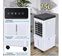 Rafraîcheur d'Air Portable 3 en 1 Climatiseur Mobile 15L Ventilateur Humidificateur 2 Blocs Glace Roulettes 360° Minuterie 7.5H