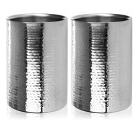 Rafraîchisseur à bouteilles seau à glace moule à glaçons - Inox - Double paroi - Argenté - Lot de 2