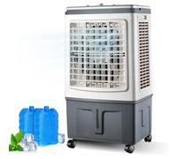 Rafraîchisseur d’Air Évaporatif 30L, 3000m³/h, 100W, 3 vitesses, oscillation auto, 2 blocs glace, rideau 3 faces, Climatiseur Mobile Portable pour Chambre, Bureau, Maison,économe