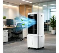 Rafraîchisseur d'Air, 12L, 3 Vitesses, Climatiseur Mobile avec Télécommande, Minuterie 1-12h, Oscillation 60°, Silencieux Climatiseur Portable avec Réservoir amovible pour Camping Chambre Cuisine