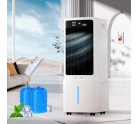 Rafraîchisseur d'Air 12L 4-en-1 Climatiseur Mobile, Humidificateur Purificateur avec Télécommande et 2 Packs de Glace, Écran Tactile