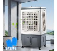Rafraîchisseur d'Air 30 L Haute Performance, Climatiseur Évaporatif Silencieux Mécanique, 3 Vitesses, 2 Blocs de Glace pour Salon