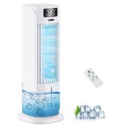 Rafraîchisseur d'Air 4 en 1, Climatiseur Mobile avec 6 Vitesses et 2 Modes, Oscillation 90°, Minuterie 12H, Télécommande, Portable, Silencieux, pour la Maison et le Bureau