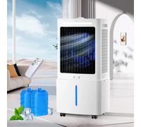 Rafraîchisseur d'Air avec 25L Réservoir amovible, 3 Vitesses, Climatiseur Mobile avec Télécommande, Minuterie 1-12h, Oscillation 60°, Silencieux Climatiseur Portable pour Camping Chambre Cuisine