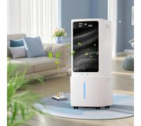 Rafraîchisseur d'Air Évaporatif 12 L 3-en-1, Climatiseur Portable Silencieux, Télécommande, 2 Boîtes à Glace pour Maison Salon Bureau