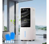 Rafraîchisseur d'air Évaporatif 12L (Alternative Climatiseur Mobile Sans Évacuation), 800 m³/h Puissant Portable, 3-en-1 Ventilateur & Humidificateur avec Télécommande, Minuteur 12H, 8 Pains de Glace