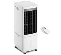 Rafraîchisseur d'Air Évaporatif 12L avec Télécommande, Débit d'Air 1000m³/h pour 10㎡, Ventilateur Colonne Mobile sur Roues, 3 Vitesses, Minuteur 7.5H, Humidificateur Portable, Hauteur 65cm