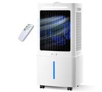 Rafraîchisseur d'Air Évaporatif 12L Puissant et Silencieux, Climatiseur Mobile Sans Évacuation 1000m³/h, 4-en-1 Ventilateur Humidificateur avec Minuterie 7.5H