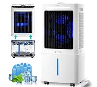 Rafraîchisseur d'air Évaporatif 25L (Climatiseur Mobile Sans Évacuation), 2000 m³/h Puissant Portable, 3-en-1 Ventilateur & Humidificateur avec Télécommande, Minuteur 12H, 6 Pains de Glace