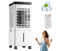 Rafraîchisseur d'Air Évaporatif 3 en 1, Ventilateur Refroidisseur avec Humidificateur Réservoir 15L, Sans Évacuation,3 Vitesses 3 Modes Oscillation 120°, Télécommande Minuterie pour Maison Bureau