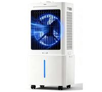 Rafraîchisseur d'Air Évaporatif de 25L avec Distribution d'Air de 10 Mètres, Refroidisseur Portable de 75W, 3 Niveaux, Couleur Blanche