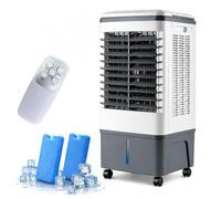 Rafraîchisseur d'air évaporatif portable, réservoir amovible de 12 l, avec télécommande et roues pivotantes, pour chambre à coucher, salon, bureau, garage et camping (33 x 78 x 37,5 cm)