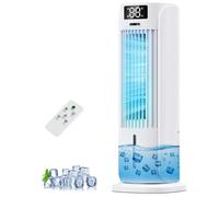Rafraîchisseur d'Air Mobile 4 en 1 avec Télécommande, 2 Modes, 6 Vitesses, Oscillation 90°, Minuterie 12H - Silencieux - Climatiseur Mobile Sans Tuyau d'Évacuation, pour la Maison/Bureau