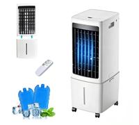 RafraîChisseur D'Air Portable Par éVaporation De 12l, Ventilateur De Climatisation avec TéLéCommande, Fonction Minuterie 12h, 3 Vitesses RéGlables, pour Le Salon