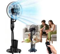 Rafraîchisseur d'air sur pied - 70 W - 40 cm (16 pouces) - Réservoir d'eau transparent de 2,8 litres - Sans télécommande - 220 V - Noir