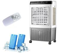 Rafraîchisseur évaporatif 4 en 1 avec réservoir d'eau de 10,5 gallons, 2 packs de glace, télécommande, oscillation à 120°, ventilateur portable pour chambre à coucher (40 l)