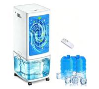 Rafraîchisseur évaporatif 4 en 1 avec réservoir d'eau de 10,5 gallons, 2 packs de glace, télécommande, oscillation à 120°, ventilateur portable pour chambre à coucher (12 l)