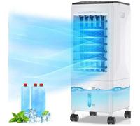 Rafraîchisseur mobile 60W silencieux, télécommande, réservoir 6 L, 3 vitesses, fourni avec cristaux de glace