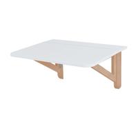 RAGABA Tableau mural pliable en frêne blanc 60 x 70 cm | Petite table pliante en bois de frêne massif et panneau MDF laminé et laqué.