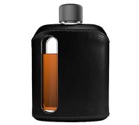 Ragproper Flasque en cuir pour homme et femme - Flasque à whisky et liqueur durable, housse en cuir véritable de qualité supérieure, bouteille en verre idéale - Double Shot 240 ml, noir