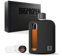 Ragproper Flasque en verre pour homme - Bouteille moderne à whisky et liqueur avec couvercle en liège et en silicone, bouteille durable recouverte de silicone (240 ml, noir)