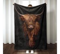 Rahase Couverture Super Douce et Chaude en Flanelle à imprimé Vache Highland - Couverture légère et Confortable en Flanelle à imprimé Vache pour lit, canapé, Bureau, Cadeau pour Filles, garçons,