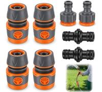 Raheem Gardena Lot de 8 pièces raccords de tuyau 1/2" 4 raccords de tuyau + 2 raccords de robinet de tuyau + 2 doubles connecteurs Tuyau d'arrosage pour robinet, tuyau d'arrosage, arrosage de jardin